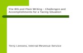 The IRS and Plain Writing - Challenges and Accomplishments for a Taxing Situation
