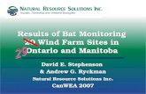 Results of Bat Monitoring 29 Wind Farm Sites in Ontario and Manitoba