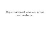 Organisation of location, props and costume