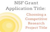 NSF Grant Application Title: Choosing a Competitive Research Project Title