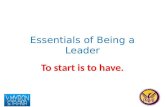 Essentials of Being a Leader