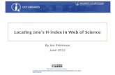 Locating one's h index in web of science