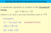 Quadratic equations that factorise