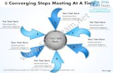 6 converging steps meeting at time cycle process power point templates