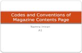 Codes & Conventions of Contents Page