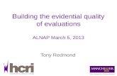 Building the evidential quality of evaluations (Tony Redmond, Uni Manchester)