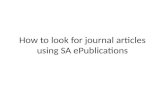 How to find journal articles using SA ePublications