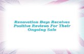 Renovation Boys Receives Positive Reviews For Their Ongoing Sale