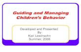 Guiding and managing children’s behavior