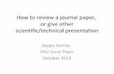 How to review a journal paper and prepare oral presentation