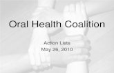 Oral health coalition, action list  may 26 2010