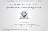 Experiments and simulations on heat exchangers in thermoelectric generator for automotive application