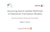 Assessing quick update methods of statistical translation models