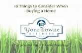 10 Things to Consider When Buying a Home
