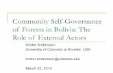 Community self governance of forests in Bolivia the role of external actors