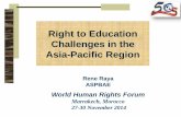 Right to education challenges in the Asia - Pacific region