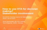 EUnetHTA Training course for Stakeholders - How to use HTA for decision making ; Stakeholder involvement