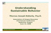 Understanding Sustainable Behavior by Thomas Doherty Assoc. Oregon Recyclers 2009