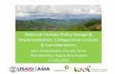 National Climate Policy Design &  Implementation: Comparative Lessons  & Considerations