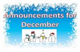 December 2012 announcements