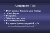 Assignment Tips Don't assume