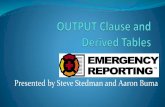 Output clause and derived tables