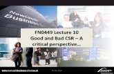 Lecture 10: Good and Bad CSR – A critical perspective