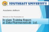 In-plant Training Report  at Ziska Pharmaceuticals  Ltd