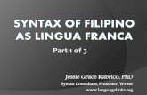 Syntax of filipino as lingua franca part1