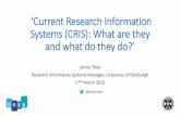 UKSG webinar - Current Research Information Systems (CRIS): What are they and what do they do?