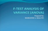 F test Analysis of Variance (ANOVA)