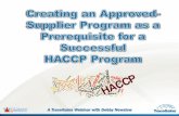 Creating an Approved Supplier Program as a Prerequisite for a Successful HACCP Program