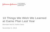 Brendan Nutt, Yesha Sanji, Johnson & Johnson, 10 Things We Wish We Learned at Game Plan Last Year