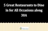 5 Great Restaurants to Dine in for All Occasions along 30A