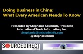 Doing Business in China - What Every American Needs to Know, presented at SourceDirect at ASD 2015