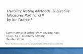 Summary of Usability Testing Methods: Subjective Measures Part I and II by Joe Dumas