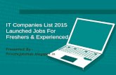 IT Companies List 2015 Launched Jobs For Freshers & Experienced