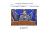 Communication Breakdown:  10 Communication Lessons Learned from  Dr. Tom Frieden’s Handling of the Ebola Crisis
