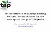 Introduction to knowledge sharing systems: considerations for the conceptual design of TAPipedia