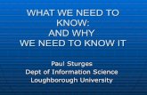 What we need to know by Paul Sturges