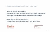 A third sector approach supporting care leavers and estranged students through accommodation based scholarships,Kath Bridger, Claire Anderson, BSV Associates ltd and Jenny Shaw, Unite