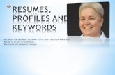 Resumes profiles and keywords