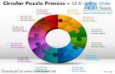 12 pieces pie chart circular puzzle with hole in center process powerpoint diagrams and powerpoint templates