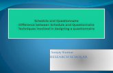 Schedule and QuestionnaireDifference between Schedule and QuestionnaireTechniques involved in designing a questionnaire