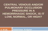 central venous and/or pulmonary occlusion pressure in a hemorrhagic shock
