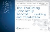 Evolving Scholarly Record - implications for rank and reputation assessment