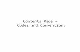 Codes and Conventions - Contents