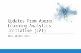 Updates from Apereo Learning Analytics Initiative (Apereo LAI)