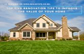 Top Five Renovation Tips To Improve The Value Of Your Home