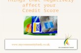 Behaviours that negatively affect your Credit Score